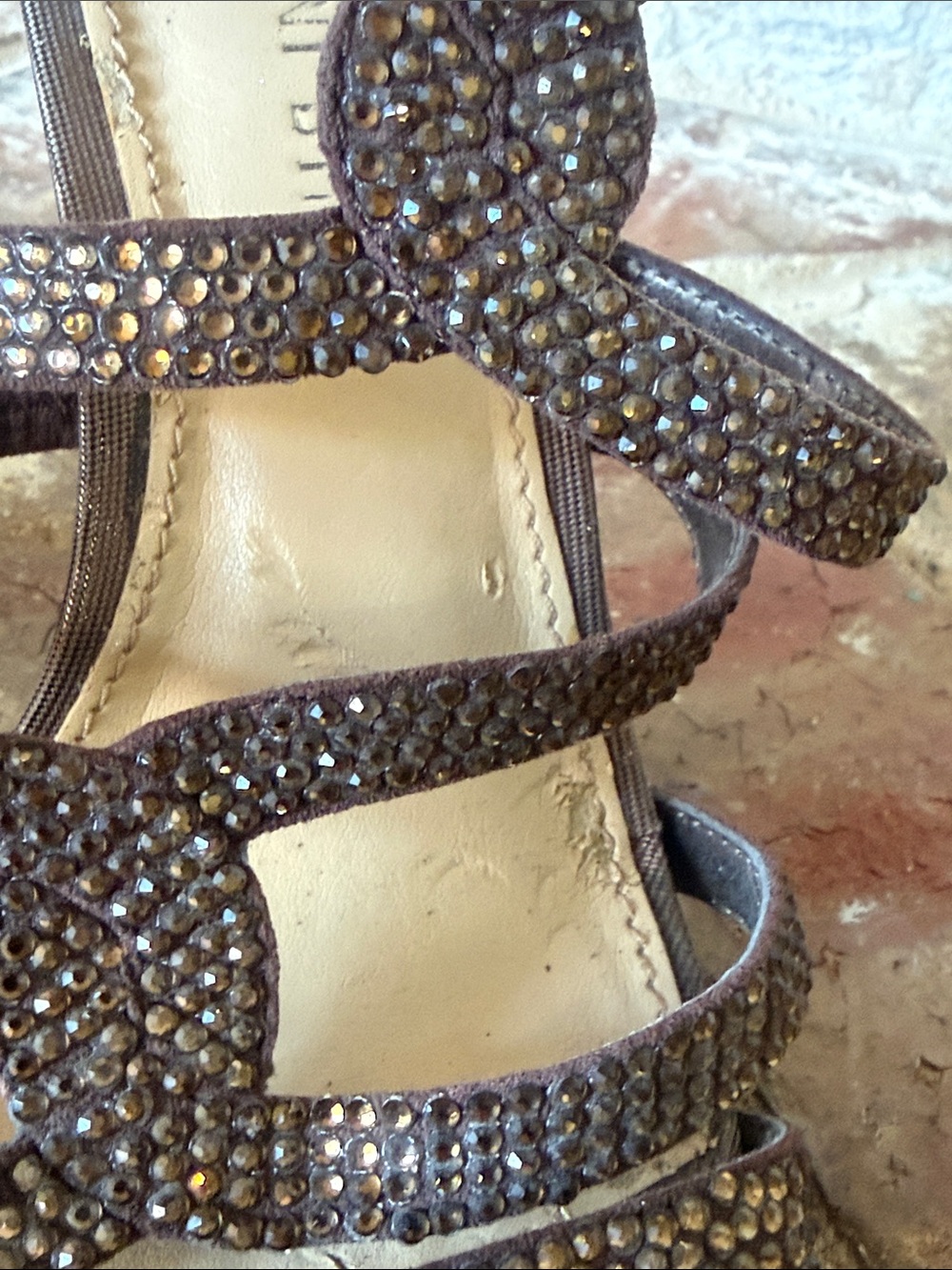 GIANNI BINI Brown Rhinestone Strappy Heels - Picture 6 of 6